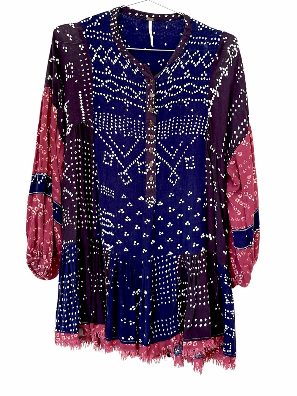 Free People Patchwork Batik Peasant Tunic